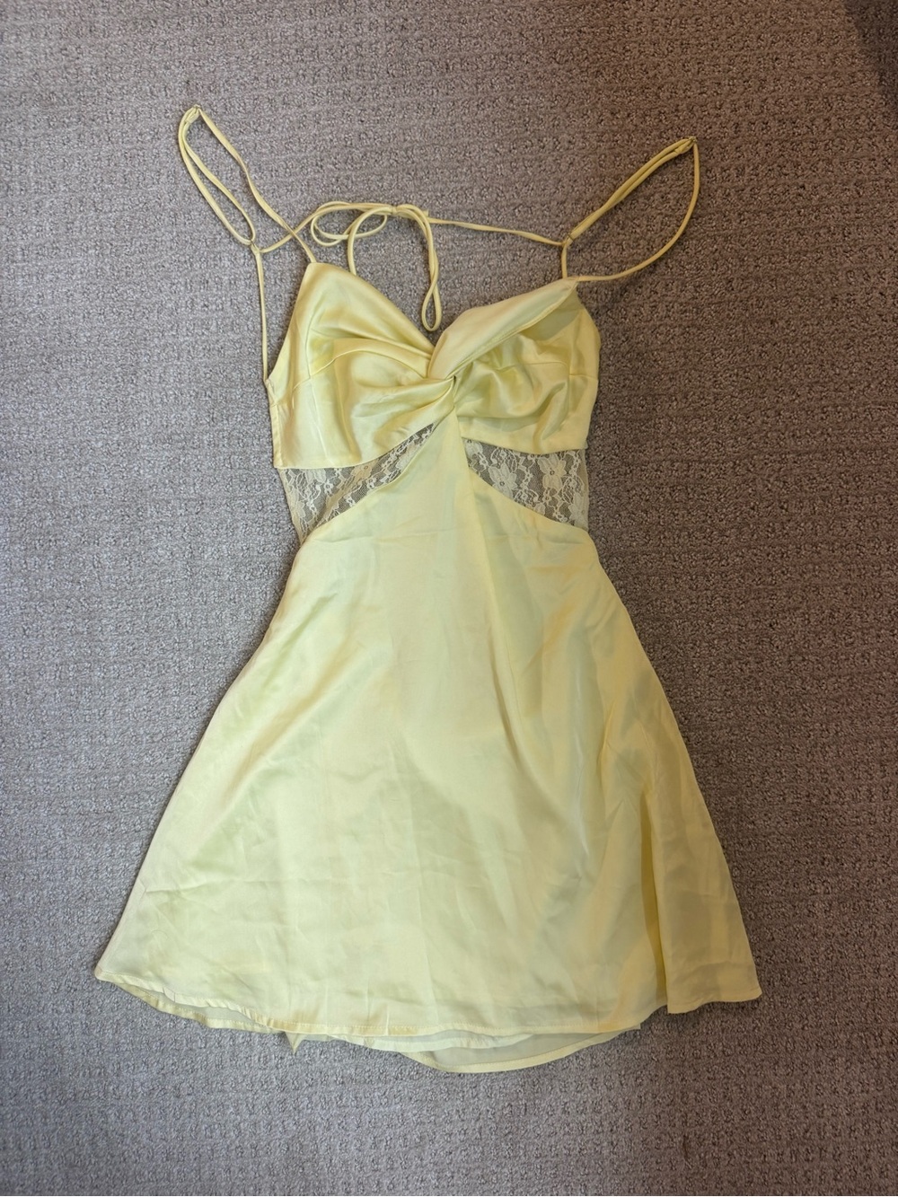 Peppermayo Soft Pastel Yellow and lace Satin dress - Picture 2 of 4